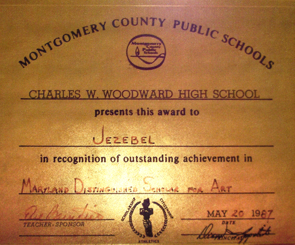 Jezebel's Maryland Distinguished Scholar for Art Certificate